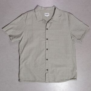 Rhythm Seersucker Stripe Short Sleeve Button Shirt Camp Collar Sage Men's XL